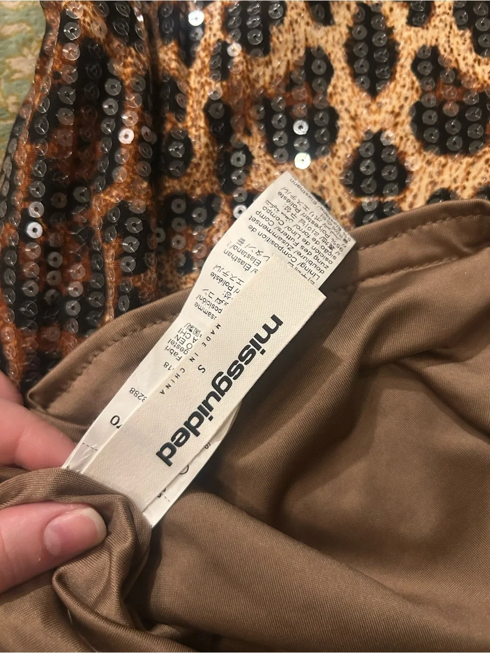 Missguided Strapless Leopard Sequin Mini Dress - Brown & Black